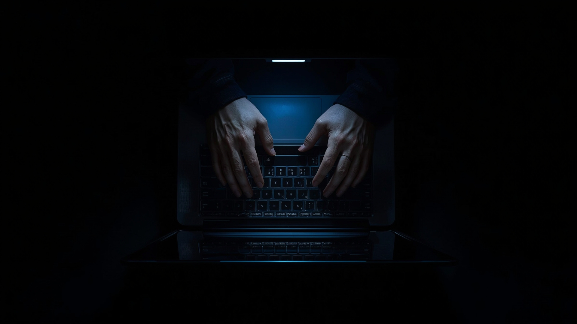 Anonymous hands on laptop representing crypto phishing scam targeting new investors