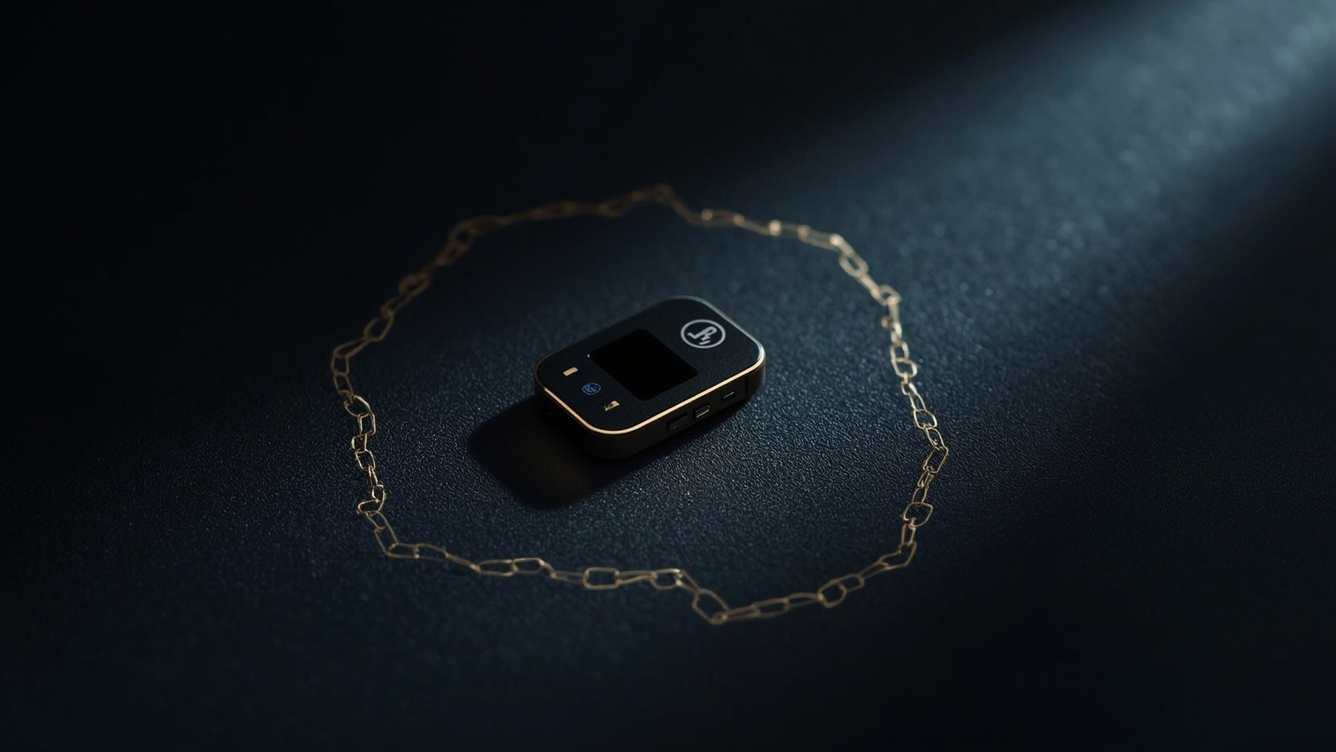 Hardware crypto wallet device on dark desk showing offline key storage concept