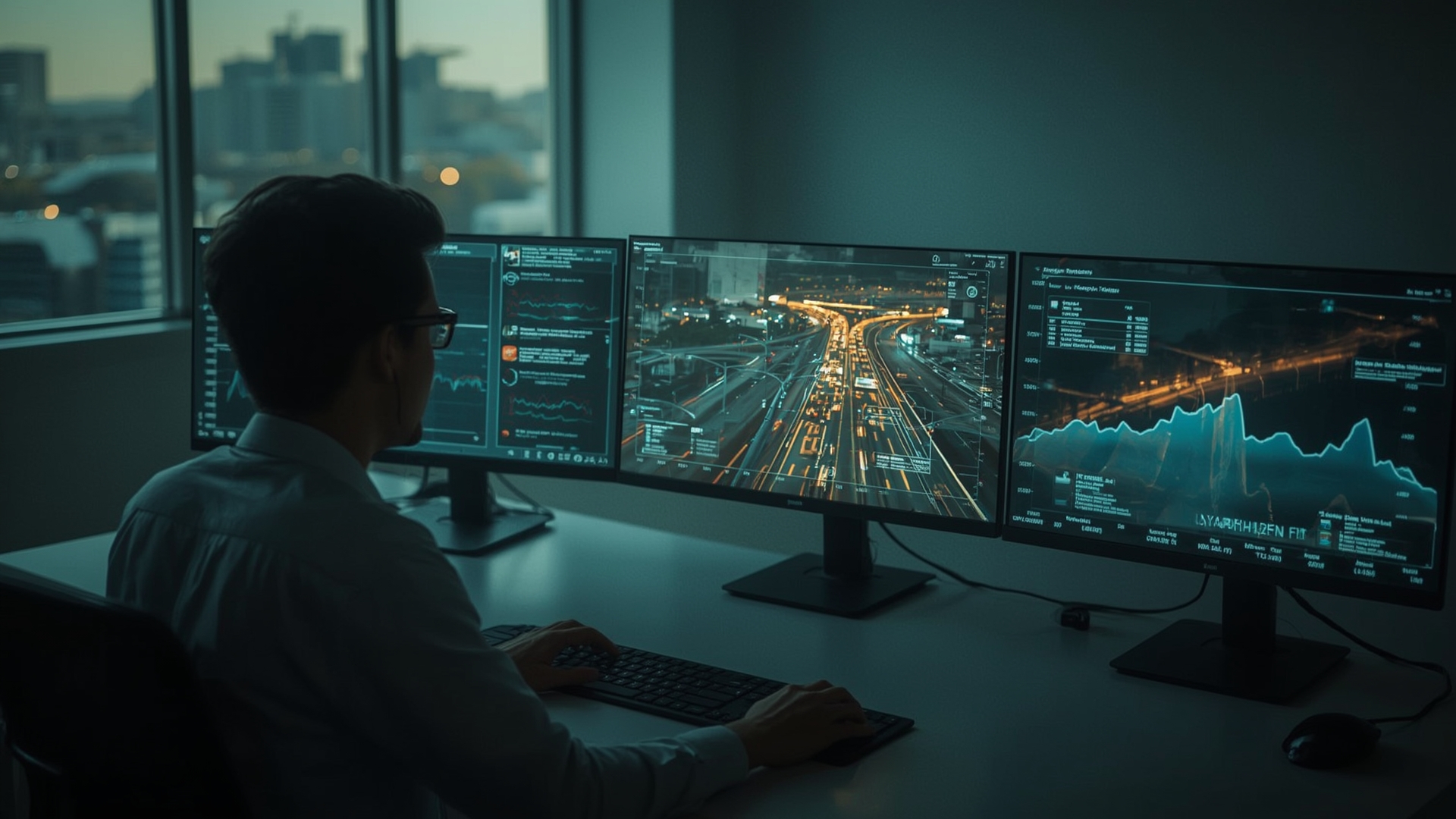 Crypto user monitoring blockchain network fees using Layer 2 strategies at workstation